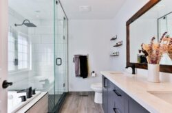 spotless shower cleaned with organic cleaning solution