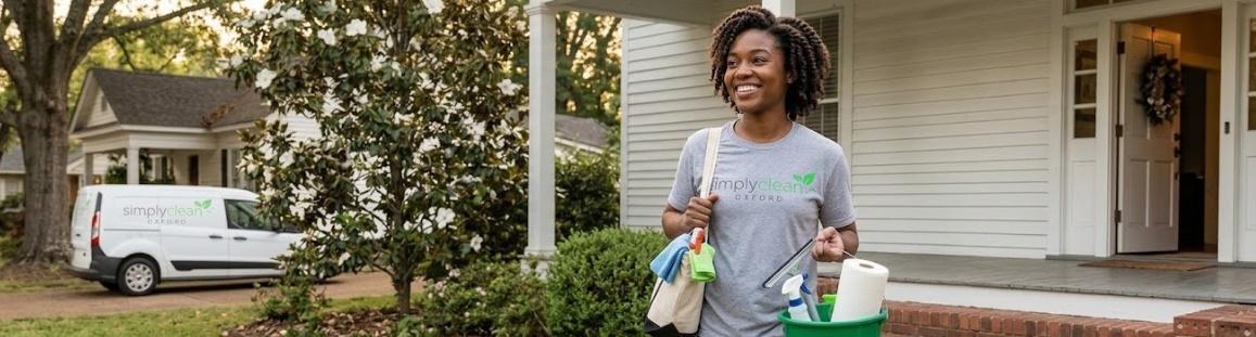 cleaning job completed - cleaning lady leaving home of customer